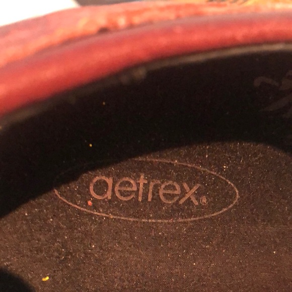 Aetrex Brown Leather Flats Topstitching EUC - Picture 3 of 16